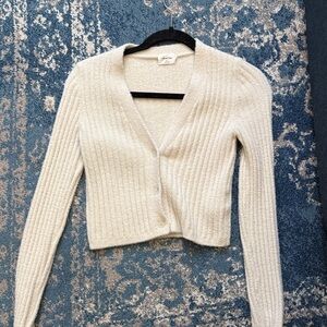 Aritzia Cream Ribbed Cardigan